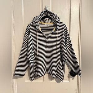 Jane and Delaney - Nautical Cropped Striped Hoodie